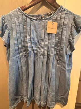 Blu Pepper Light Blue Pintuck Denim Tunic Top